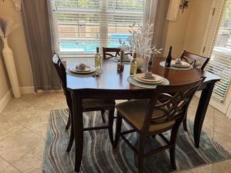 REAL SOLID WOOD Counter-Height Dining Set – Extension Table + 4 Chairs – $500