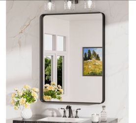 KeonJinn Rectangle Matte Black Framed Mirror 24 in W x 32 in H NEW in Box