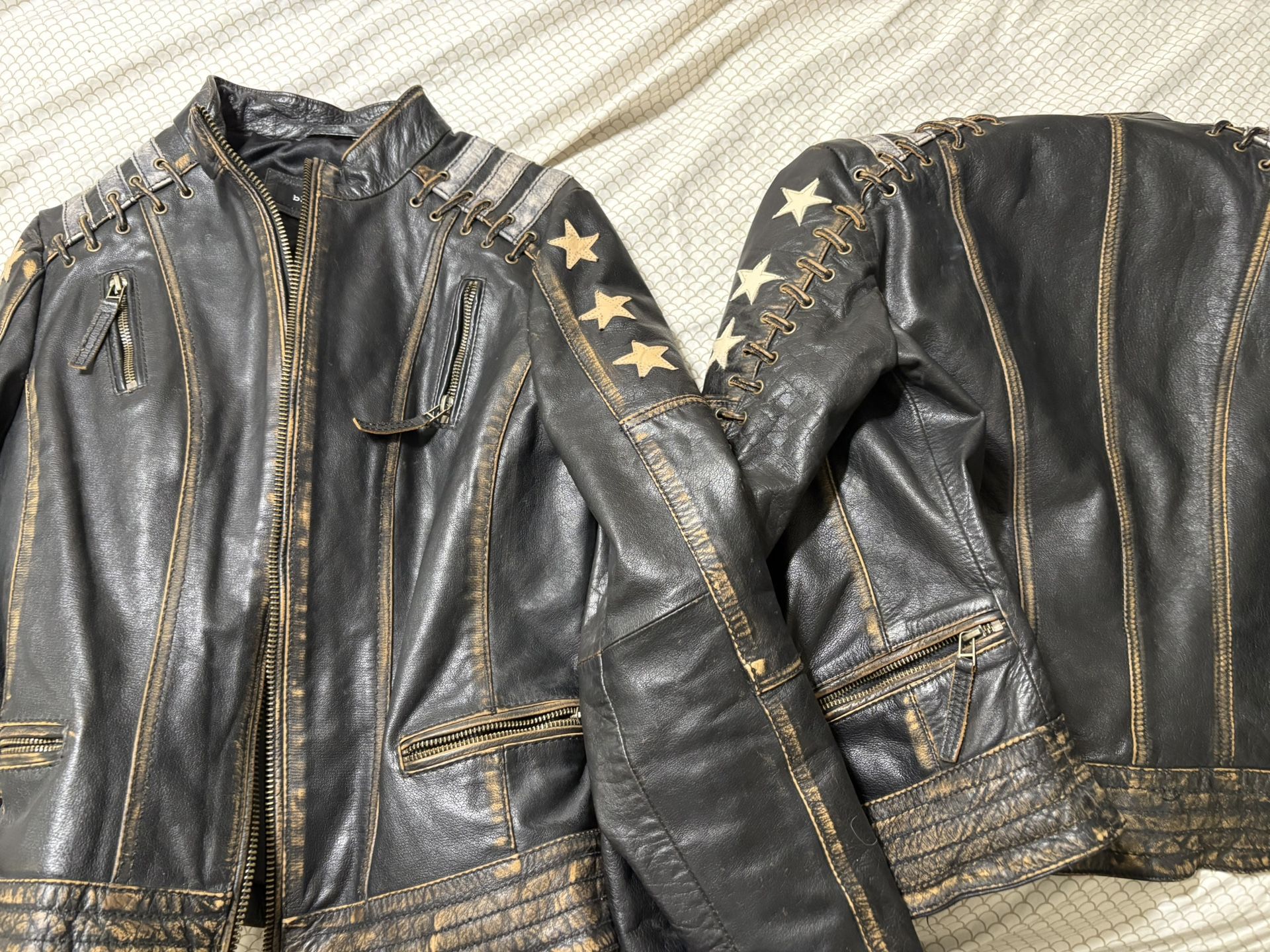 Black Rivit Leather Jackets Small And Medium