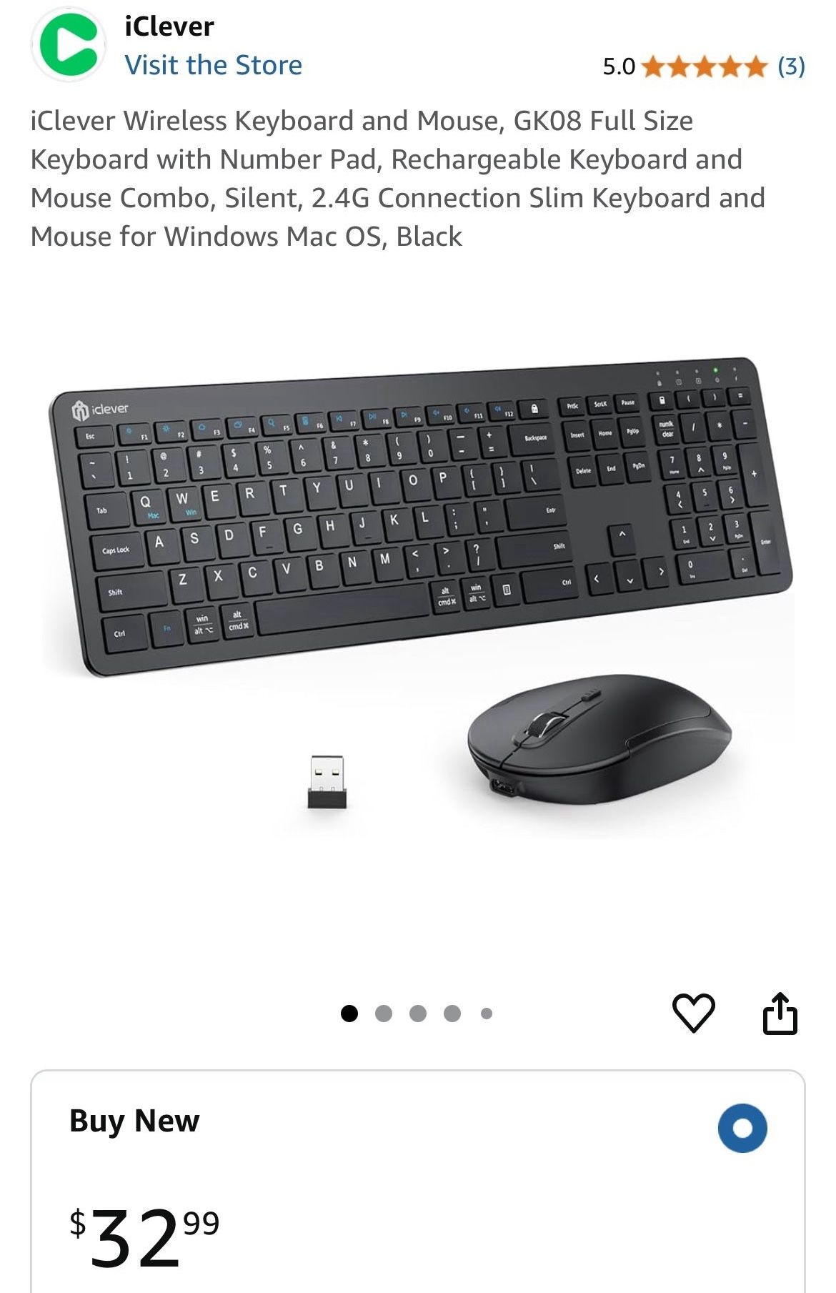 iClever GK08 Wireless Keyboard And Mouse Combo 