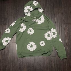 Green denim tears hoodie authentic 