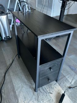 Ebony wood side coffee table side table with 2 power ports and 2 USB ports