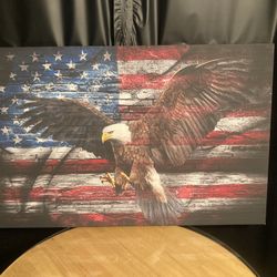 Canvas Eagle/American Flag Picture 