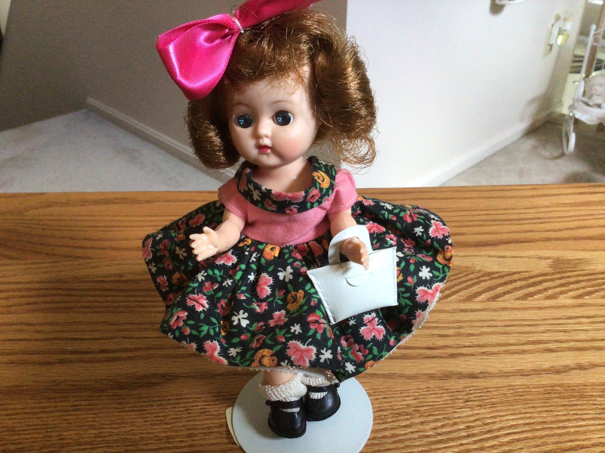 Beautiful Cosmopolitan Ginger/Ginny Doll In Pink PrintFrom 1955/56
