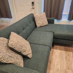 Sofa L Shape (2 In Green And Orange) 