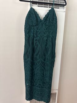 Green Lace Midi Slip Dress