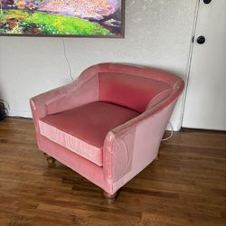 Anthropologie Halloway Pink Velvet Accent Lounge Reading Chair 