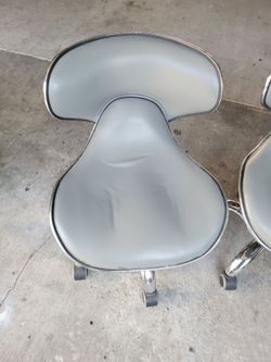 Grey Rolling Salon Chairs