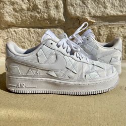 Billie Eilish x Nike Air Force 1 Low Triple White Patchwork Quilted SZ 10 / 11.5W