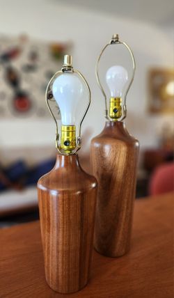 Vintage Mid Century Danish Teak Table Lamps