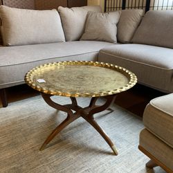 Brass Egyptian Teak Base Table