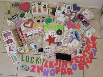 Huge Craft Supply Bundle Lot – Alphabet Letters, Stickers, Stamps, Glitter & More