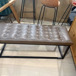 Brown Faux Leather Bench