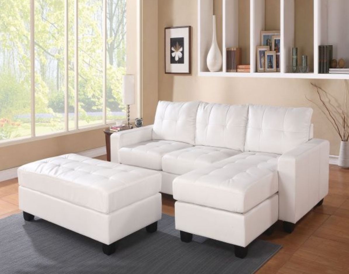 Brand New White Letherette Sectional