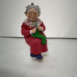 Vintage Hallmark Holiday Christmas Stocking Hanger "Mrs Santa" Claus