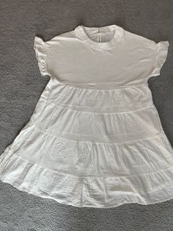White babydoll dress with ruffles and tiered skirt. Size: M #babydoll #feminine