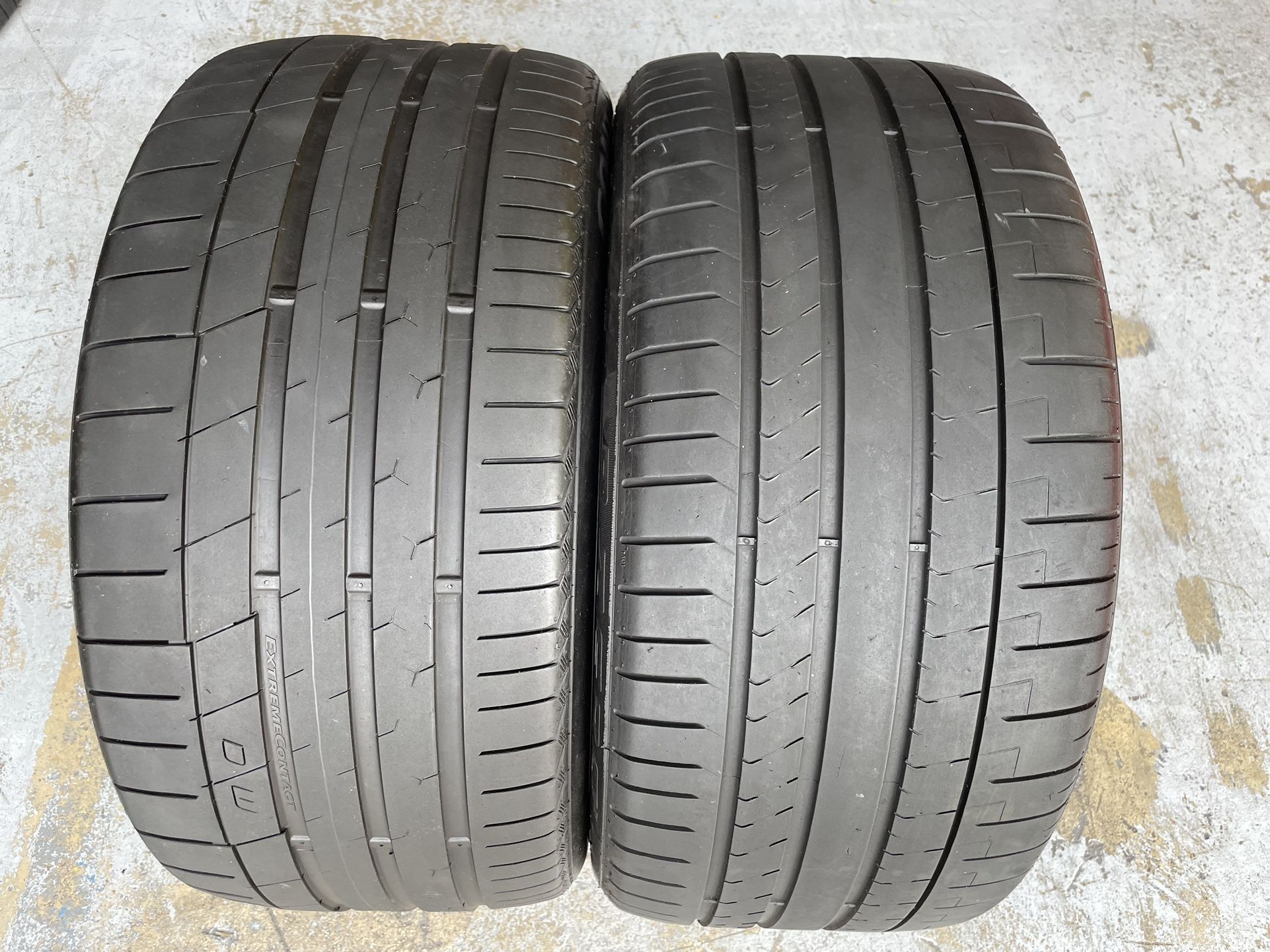 Two Tires 285/35/20 Pirelli And Continental Tires With 70-75% Left Great Pair 