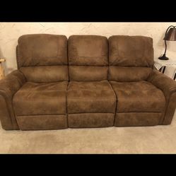 Brown Suede Leather Sofa 