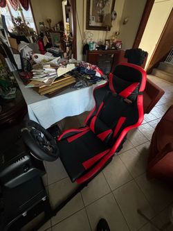 Racing Gaming Chair and steering wheel