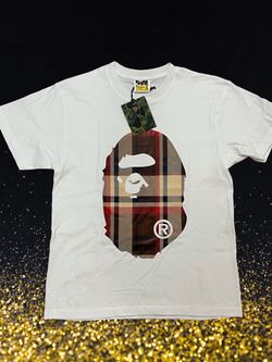 A Bathing Ape Big Plaid Ape Head T-Shirt - White / Brand New