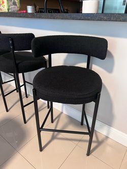 Set of 3 Bar Height Stools Boucle