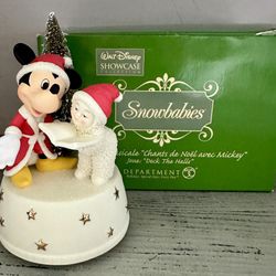 Dept. 56 Walt Disney Mickey Mouse Snowbabies Santa Christmas Music Box with original Box. 2008. Item is unused in original box