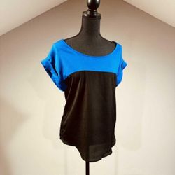 Medium Blue & Black Blouse