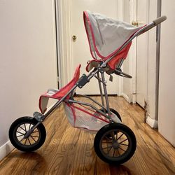Double Baby Dolls Toy Stroller • Foldable Jogging Style Stroller For Doll 12”- 18” Pink And Gray/ Recommended For Kids: 2 Yrs & Up