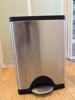Simple Human Brushed Stainless Steel Trash Can