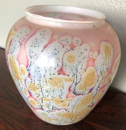 Vintage, Maskarot Juda, Hand-Painted, Art Glass Vase