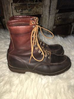 Men's vintage red wing series brown leather work boots size 8 1/2