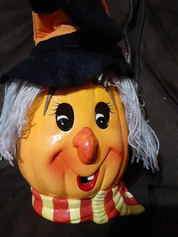 Vintage Halloween 1990 Brinn's witch jack o latern Pumpkin ceramic light base Only
