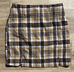 Orange plaid skirt