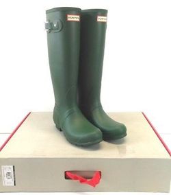 Hunter Womens Green Matte Rubber Rain BOOTS Original Tall 8 Med WFT1000RMA