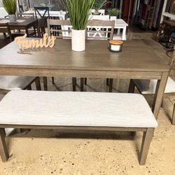 New 6 Piece Dining Set with Bench Seating