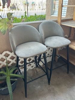 Barstools , gray suede