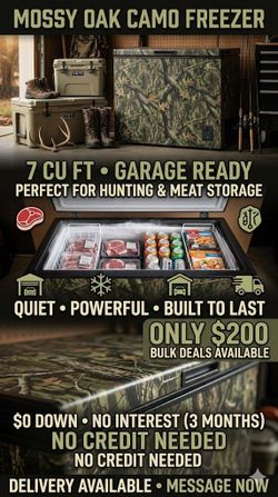 Mossy Oak 7 Cu Ft Chest Freezer Camo Garage Hunting Meat Storage Quiet