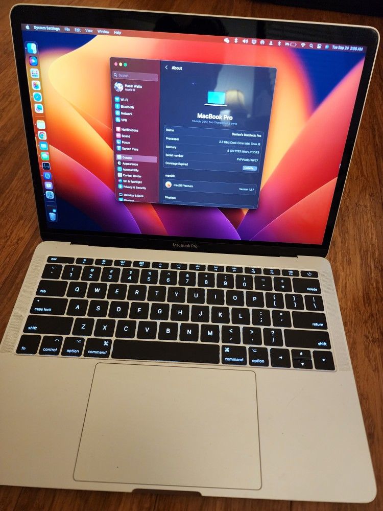 2017 13" Macbook Pro A1708 512Gb SSD 8Gb Ram Ventura