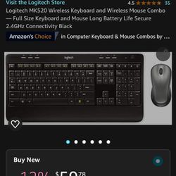 Logitech MK520 Wireless Keyboard and Wireless Mouse Combo — Full Size Keyboard and Mouse Long Battery Life Secure 2.4GHz Connectivity Black

