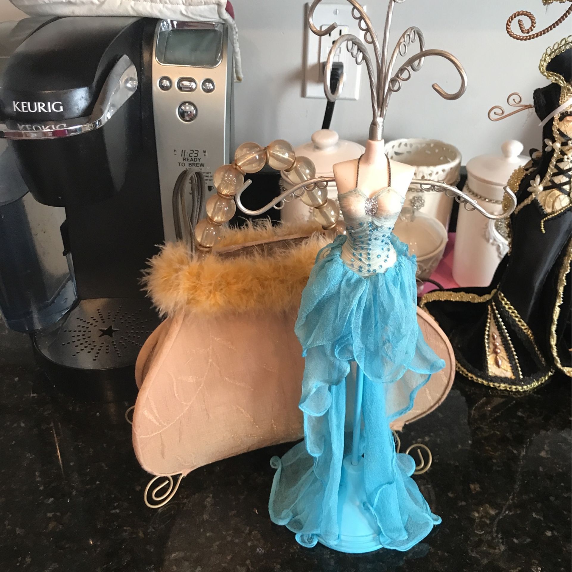 Beautiful ! Blue Victorian Jewelry Display Tree 