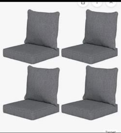 Set of 4 outdoor seat and back cushions grey color