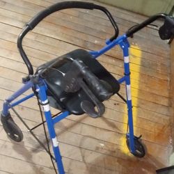 Heavy Duty Rolling Foldable Walker With Bonus Seat Storage And 2 Handbrakes