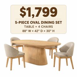Contemporary 5-Piece Dining Set in color Oak