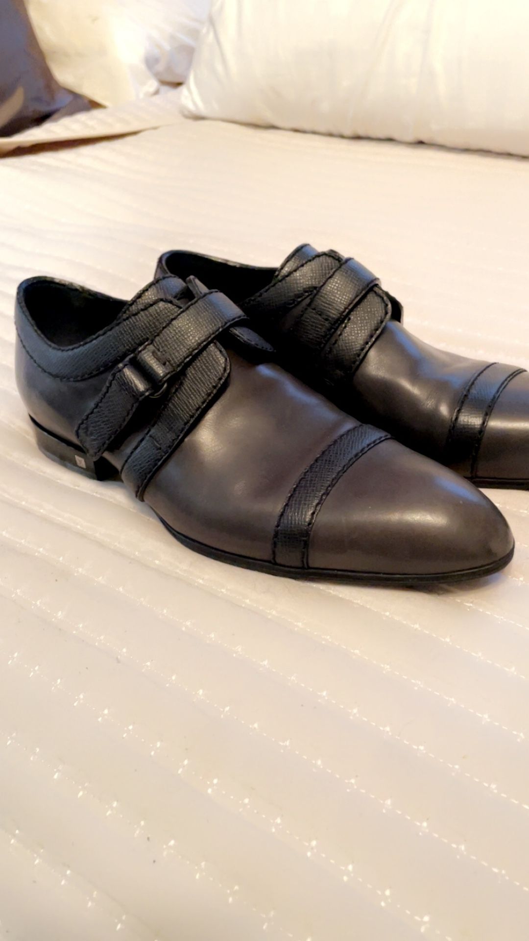 Louis Vuitton Leather Whipstitch Trim Monk Strap Mens