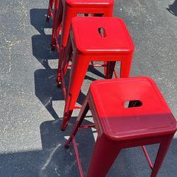 Metal Bar Stools - Red