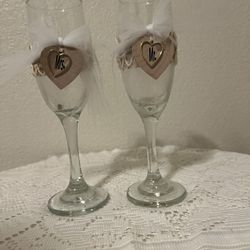 Mr. And Mrs. Wedding Wine Champagne Glass Set Of Two 