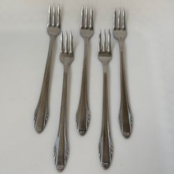 5pc Flint New Look Seafood/Cocktail Forks 5 3/4” Deluxe Stainless Japan