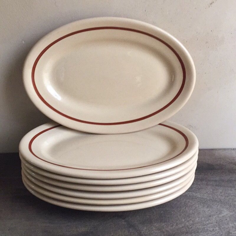 7 Vintage Retro Diner Plates Shenango China