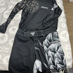Raven Jujitsu Fight Shorts And Long Sleeve Set