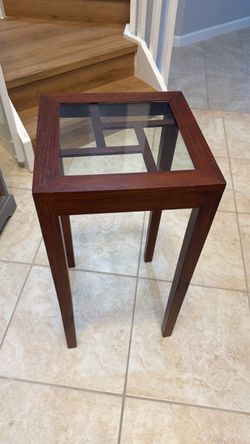 Wood and Glass Top Accent Side Table